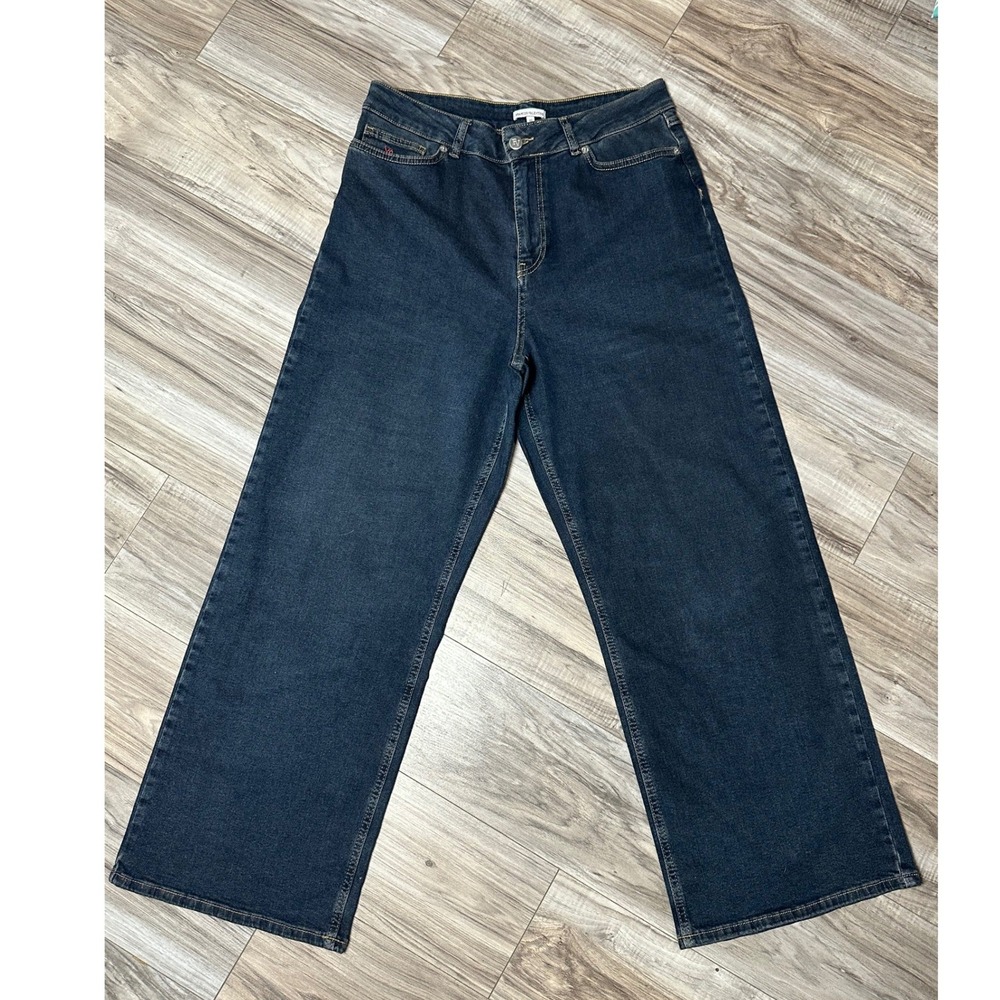 Frances Valentine Women Dark Wash Wide Leg High Rise Denim Jeans Size 10